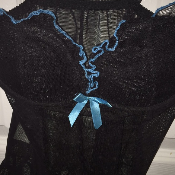 Black and teal lingerie top - Picture 2 of 3